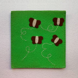 Pouch – Green, Four Butterflies