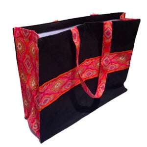 Fancy Tote bag – Gometric, Black and Orange
