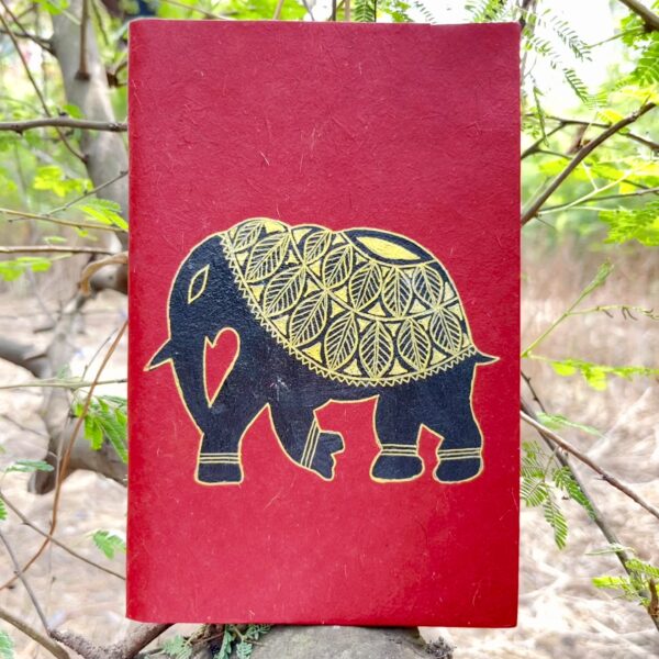 Handpainted_Noteboook_Elephant_Dark red