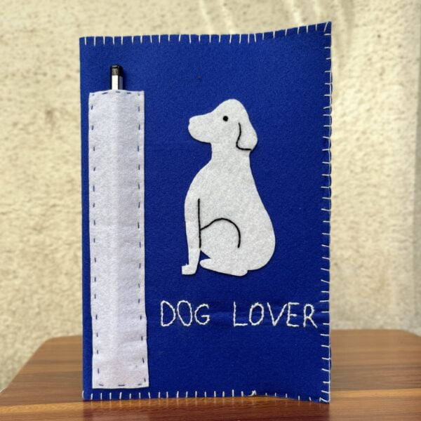 Rouyal blue and White_Dog_Felt notebook