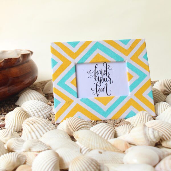 Chevron_Yellow and SeaGreen_Magnetic_Photoframe