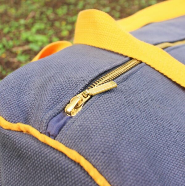 Gym bag_Zip_Grey and Yellow_Handstitched_HandmadeByAftertaste