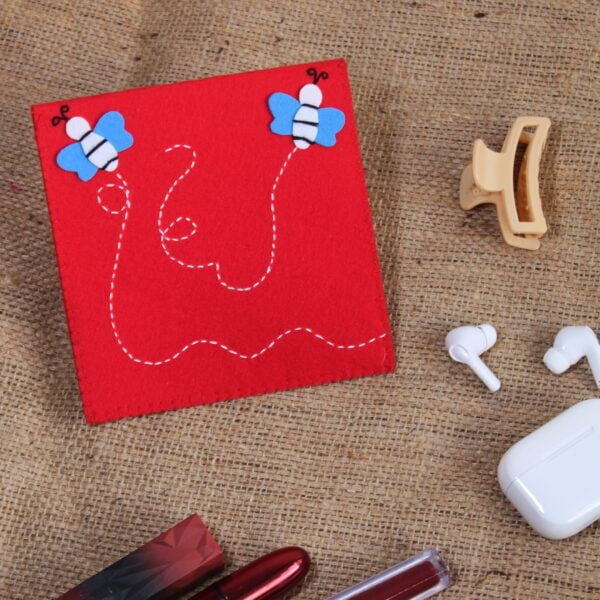Two Bees_Red_Felt Utility Pouch
