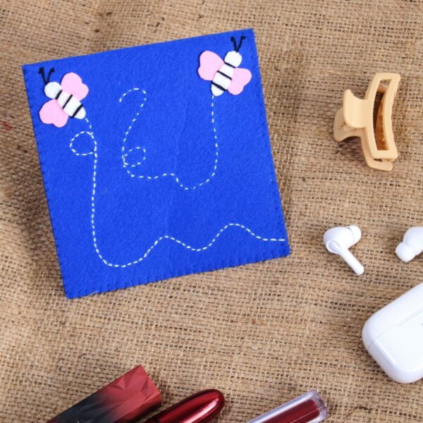 Two Bees_Royal Blue_Felt Utility Pouch