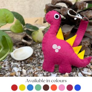Dinosaur_Felt_keychain_Dark_pink