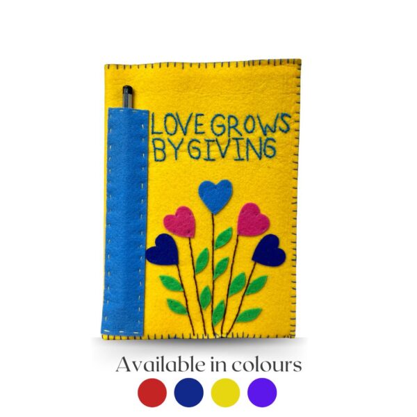 Feltnotebookcover_love_Grows_by_giving_Yellow