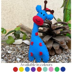 Giraffe_Felt_keychain_Blue