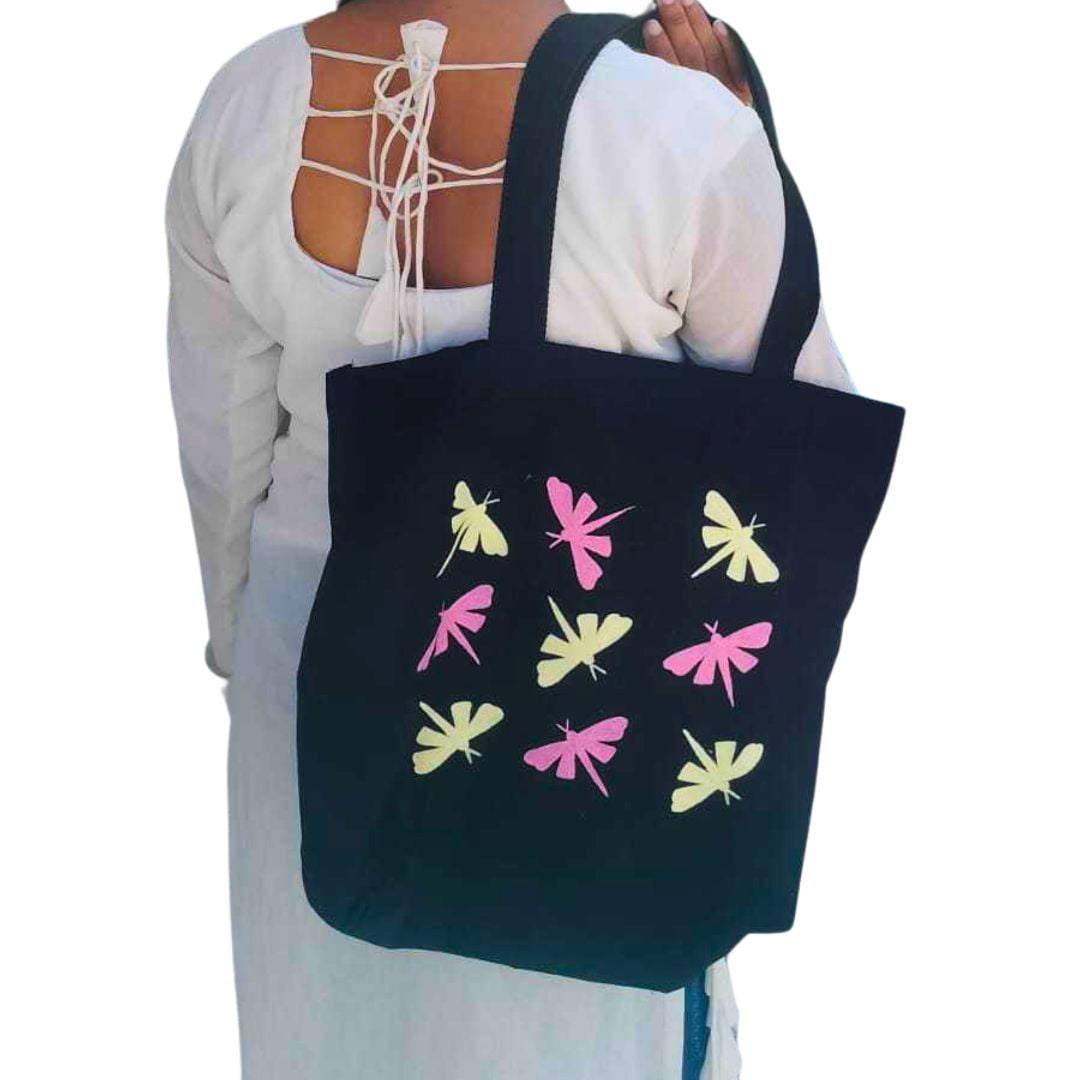Black_tote bag_Dragonflies